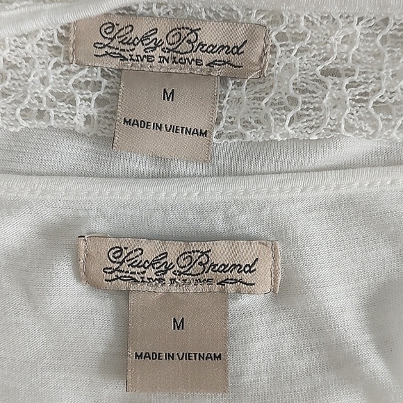 2 Piece Lucky Brand Lace Short Sleeve Top & Matching Cami Set Cream M - Picture 9 of 10
